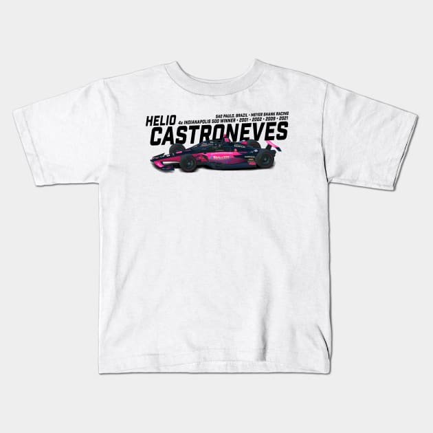 Helio Castroneves 2021 Indy Winner (black) Kids T-Shirt by Sway Bar Designs